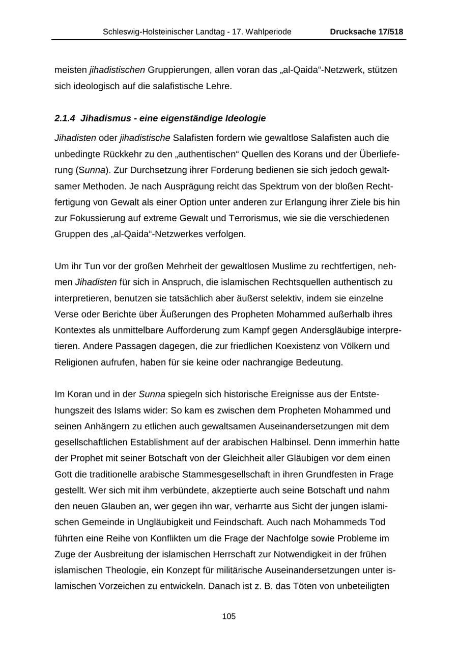Seite 105 des Verfassungsschutzbericht 2009 Schleswig-Holstein