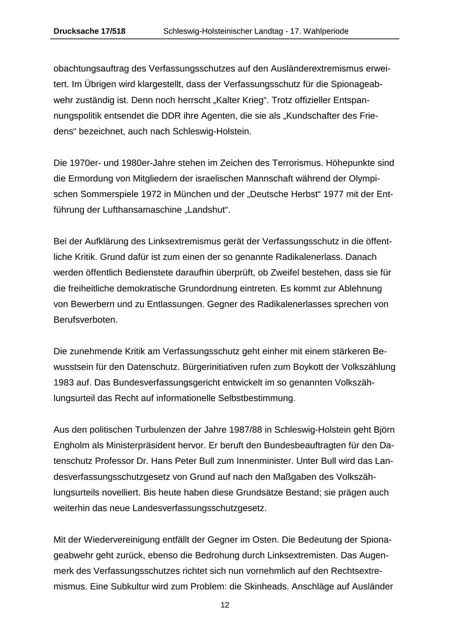 Seite 12 des Verfassungsschutzbericht 2009 Schleswig-Holstein