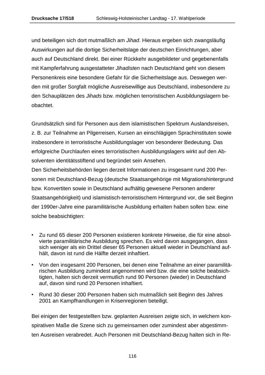 Seite 116 des Verfassungsschutzbericht 2009 Schleswig-Holstein
