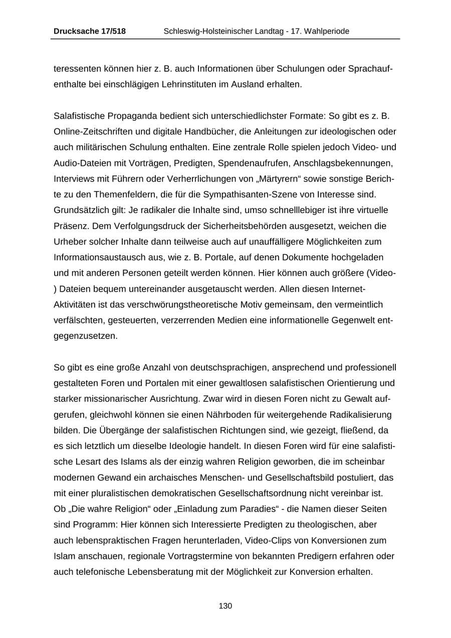 Seite 130 des Verfassungsschutzbericht 2009 Schleswig-Holstein
