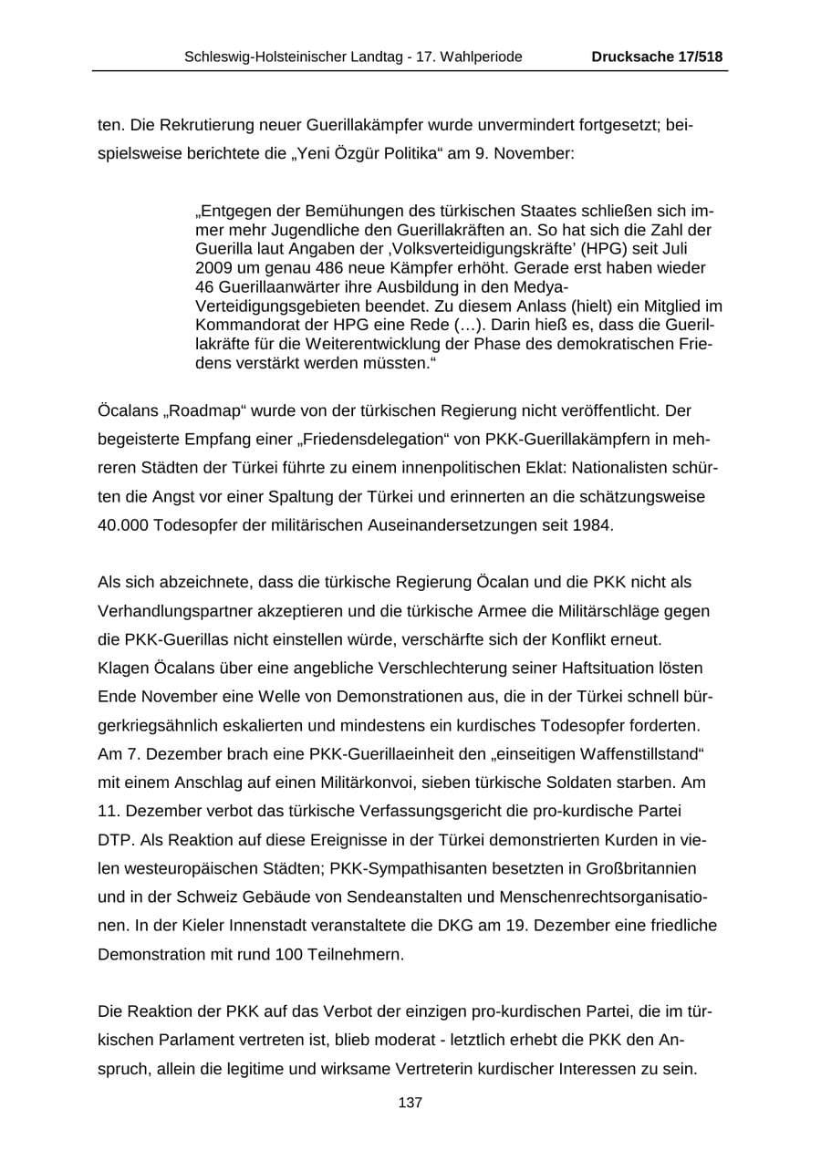Seite 137 des Verfassungsschutzbericht 2009 Schleswig-Holstein