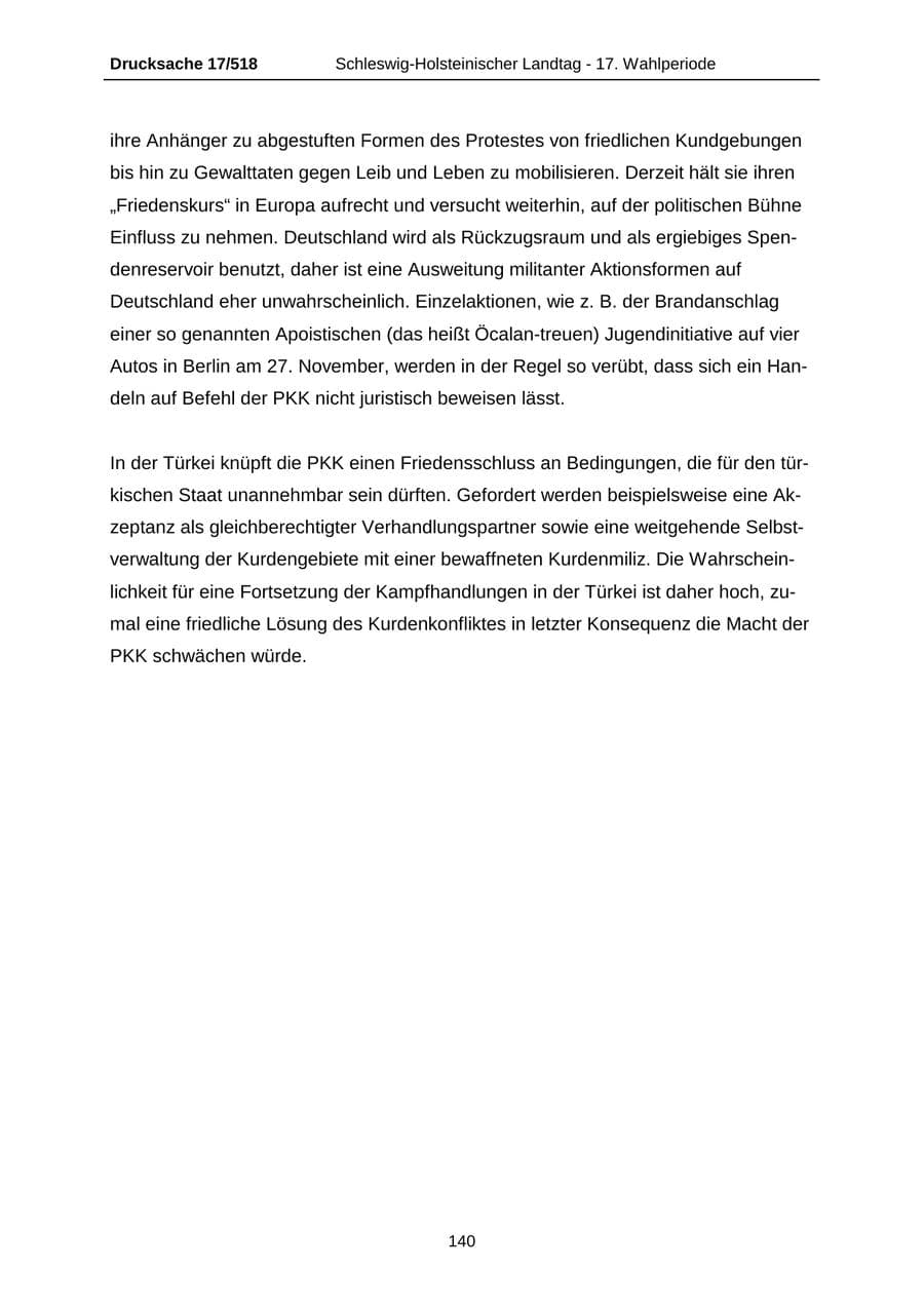 Seite 140 des Verfassungsschutzbericht 2009 Schleswig-Holstein