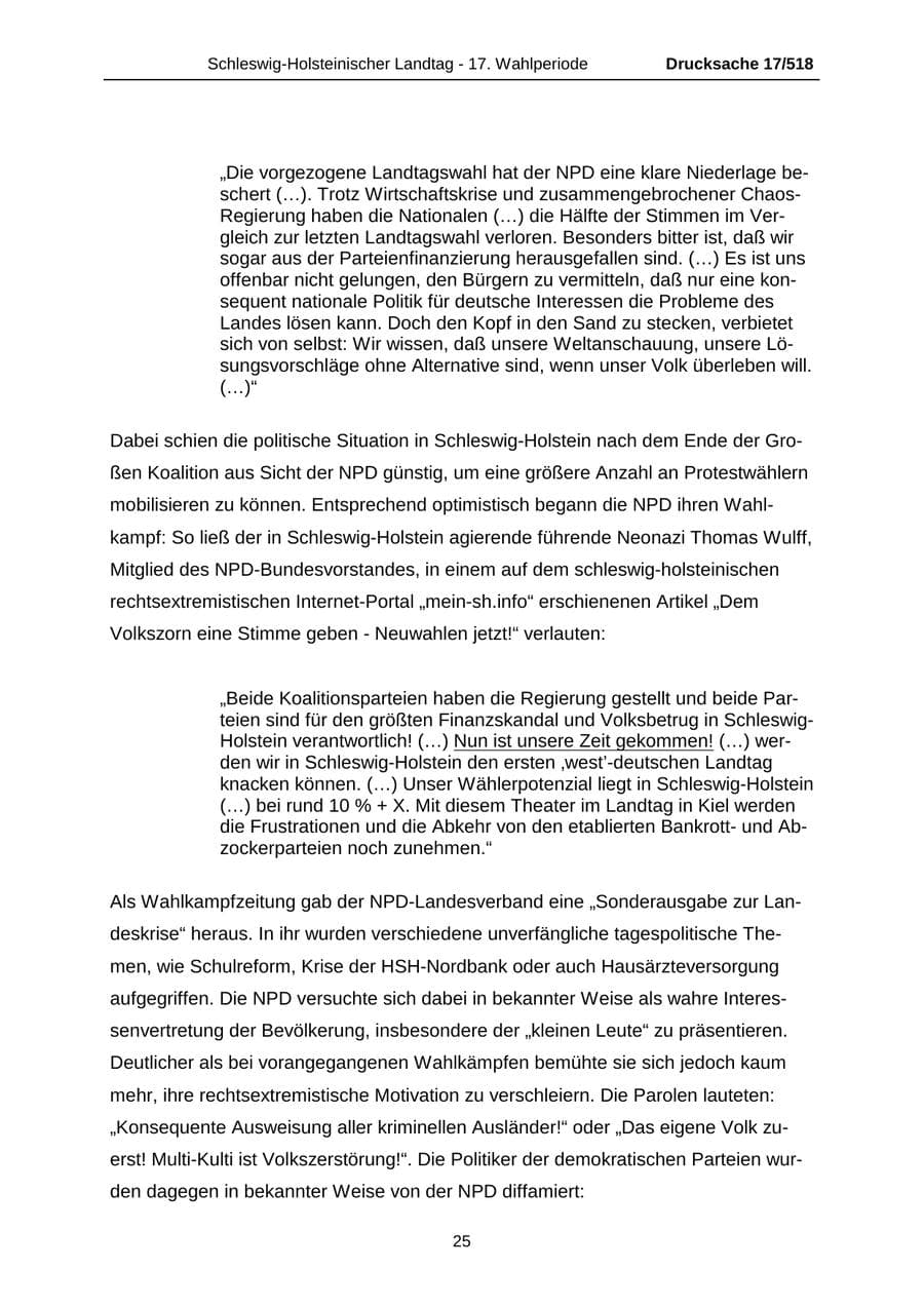 Seite 25 des Verfassungsschutzbericht 2009 Schleswig-Holstein