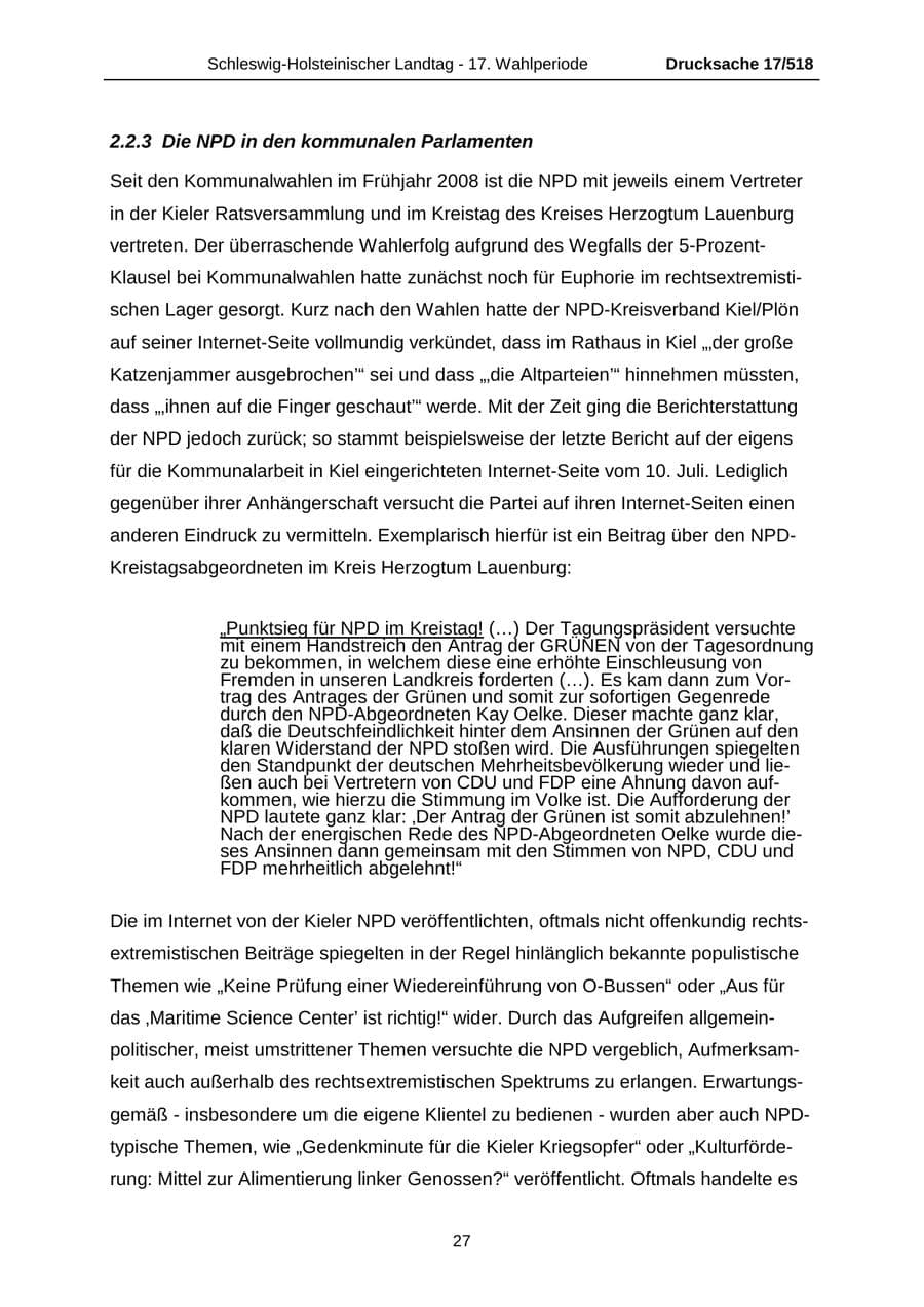 Seite 27 des Verfassungsschutzbericht 2009 Schleswig-Holstein