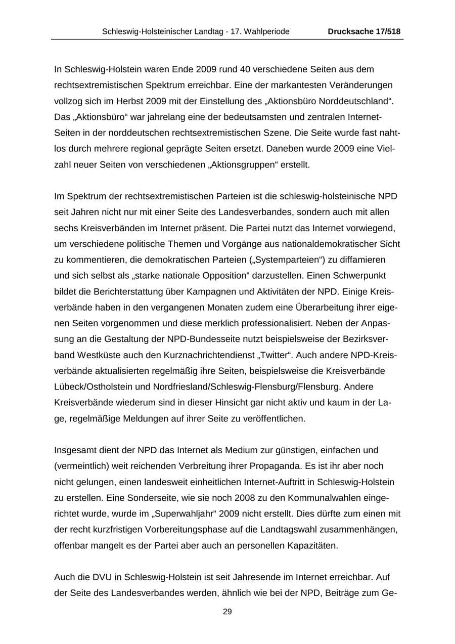 Seite 29 des Verfassungsschutzbericht 2009 Schleswig-Holstein