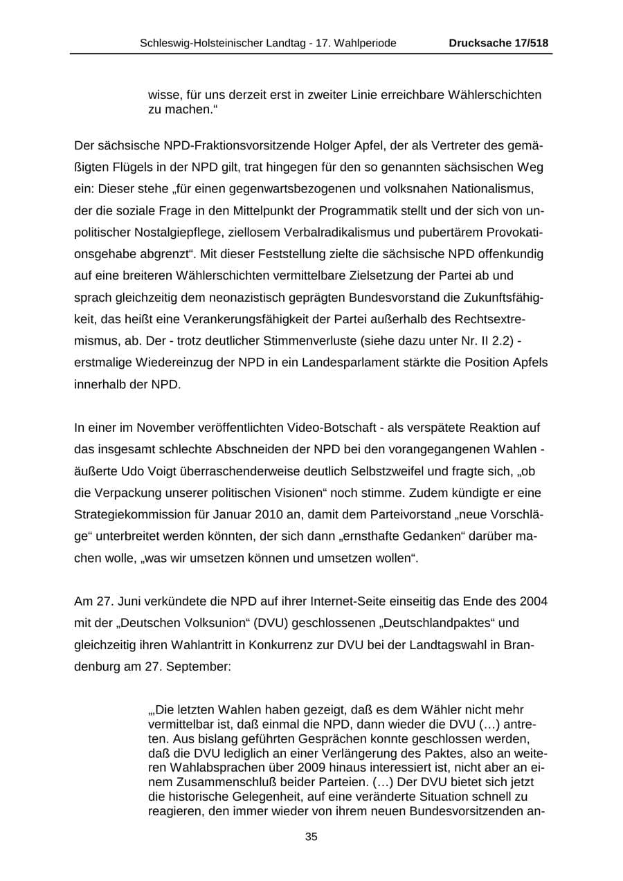 Seite 35 des Verfassungsschutzbericht 2009 Schleswig-Holstein