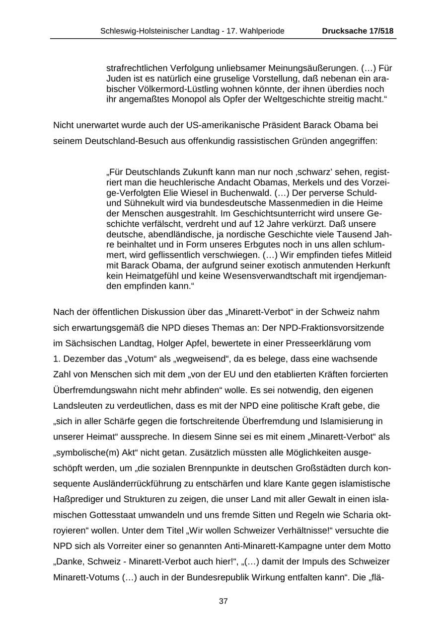 Seite 37 des Verfassungsschutzbericht 2009 Schleswig-Holstein