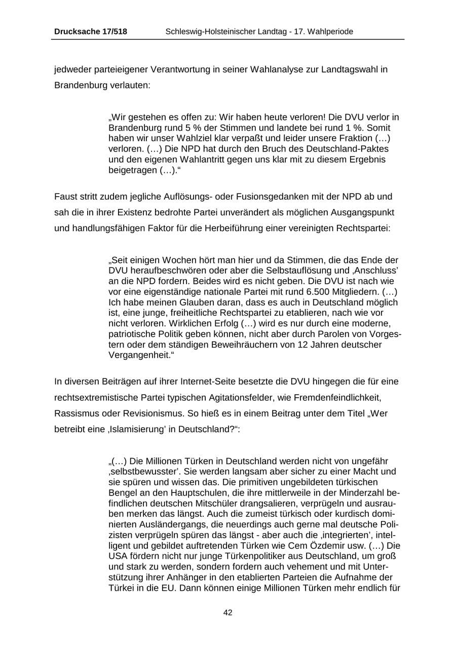 Seite 42 des Verfassungsschutzbericht 2009 Schleswig-Holstein