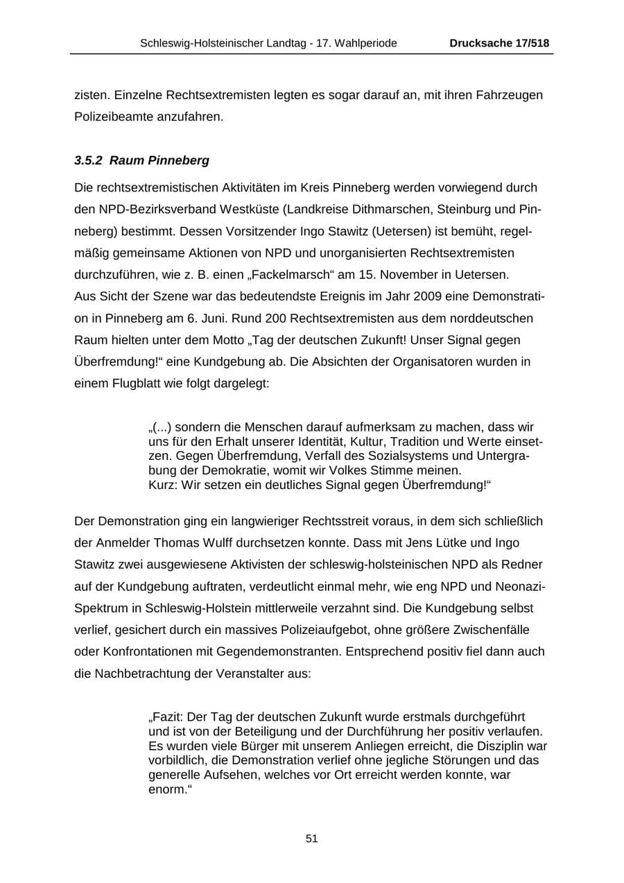 Seite 51 des Verfassungsschutzbericht 2009 Schleswig-Holstein
