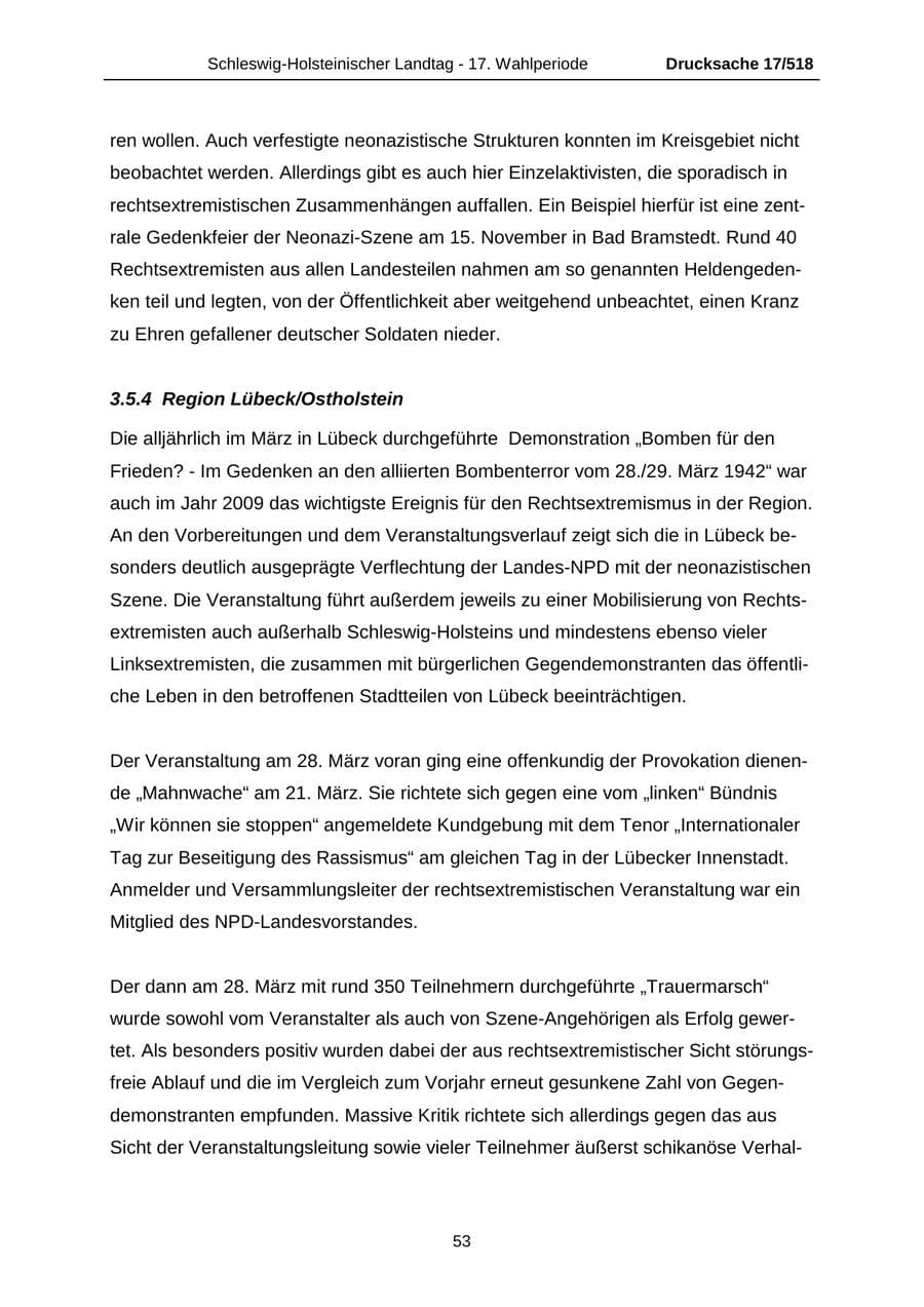 Seite 53 des Verfassungsschutzbericht 2009 Schleswig-Holstein