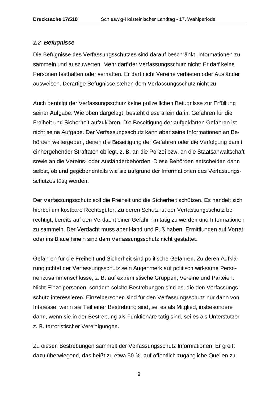 Seite 8 des Verfassungsschutzbericht 2009 Schleswig-Holstein