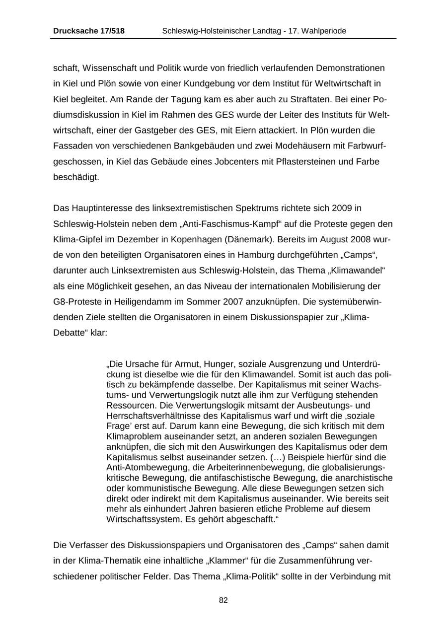 Seite 82 des Verfassungsschutzbericht 2009 Schleswig-Holstein