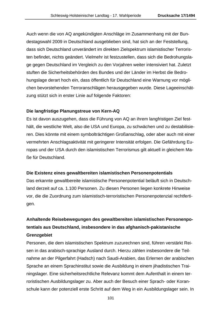 Seite 101 des Verfassungsschutzbericht 2010 Schleswig-Holstein