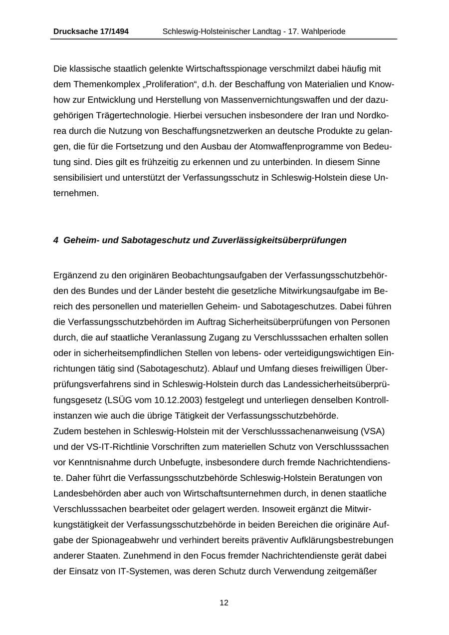 Seite 12 des Verfassungsschutzbericht 2010 Schleswig-Holstein