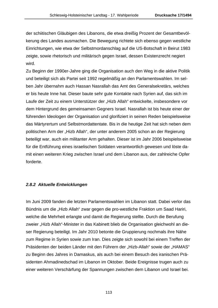 Seite 113 des Verfassungsschutzbericht 2010 Schleswig-Holstein