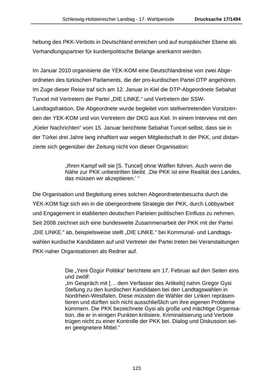 Seite 123 des Verfassungsschutzbericht 2010 Schleswig-Holstein
