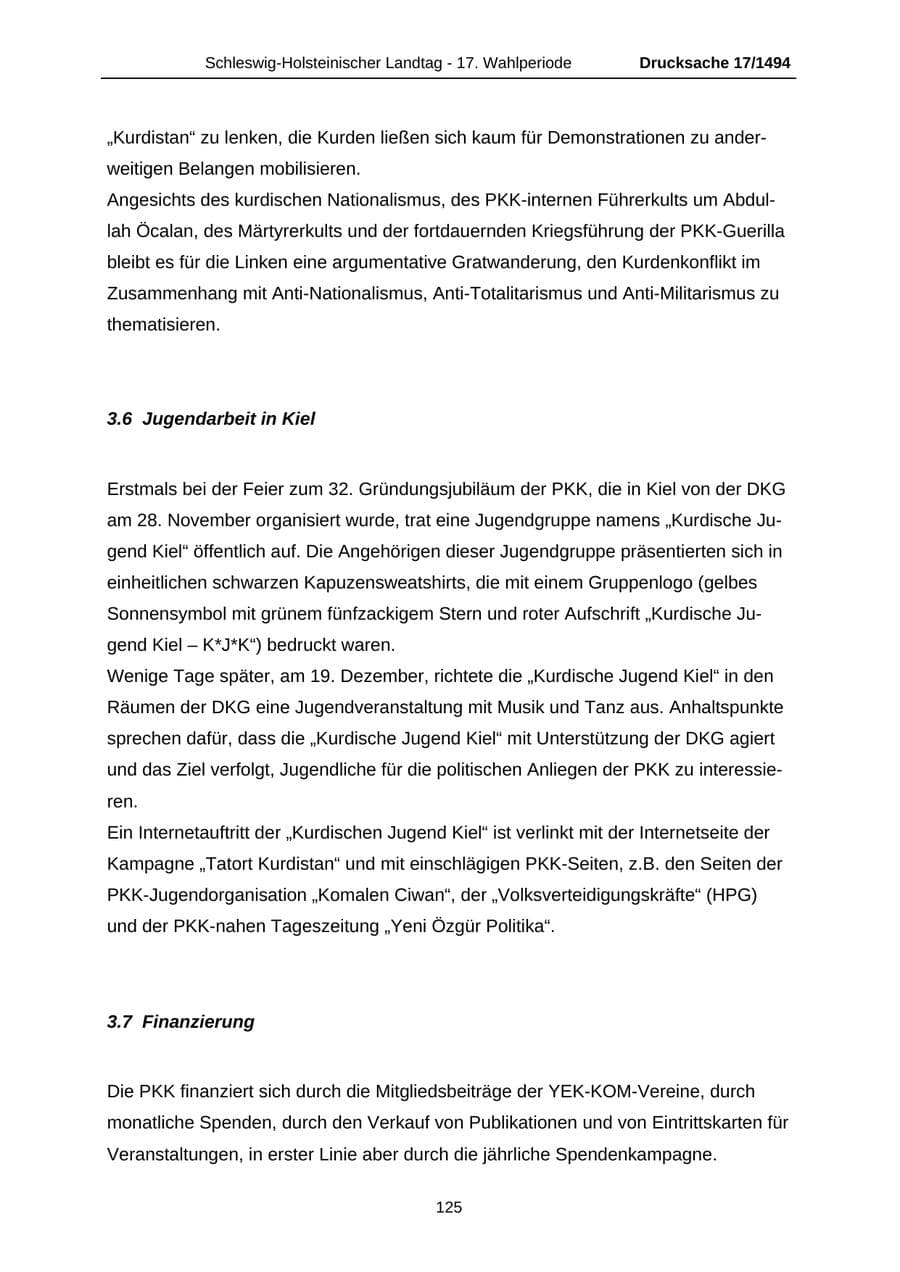Seite 125 des Verfassungsschutzbericht 2010 Schleswig-Holstein