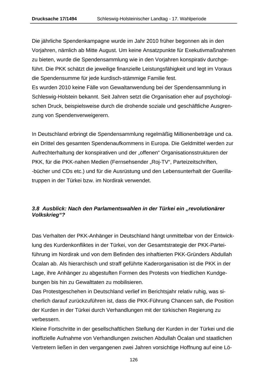Seite 126 des Verfassungsschutzbericht 2010 Schleswig-Holstein
