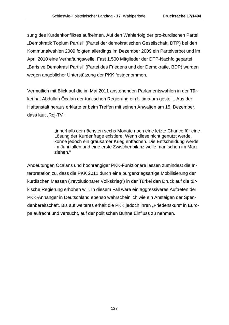 Seite 127 des Verfassungsschutzbericht 2010 Schleswig-Holstein