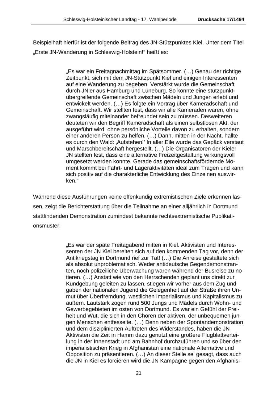 Seite 21 des Verfassungsschutzbericht 2010 Schleswig-Holstein