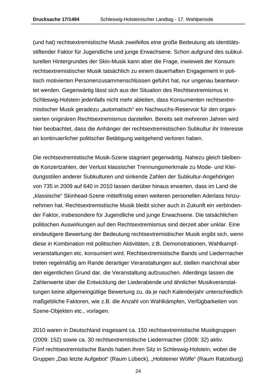Seite 24 des Verfassungsschutzbericht 2010 Schleswig-Holstein