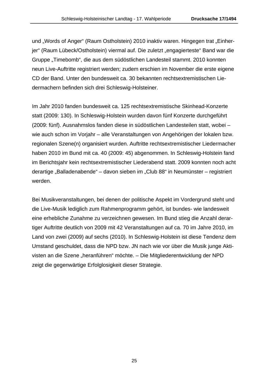 Seite 25 des Verfassungsschutzbericht 2010 Schleswig-Holstein
