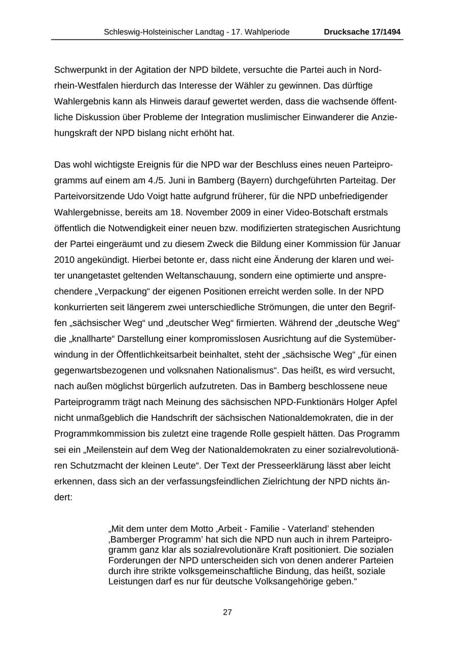 Seite 27 des Verfassungsschutzbericht 2010 Schleswig-Holstein