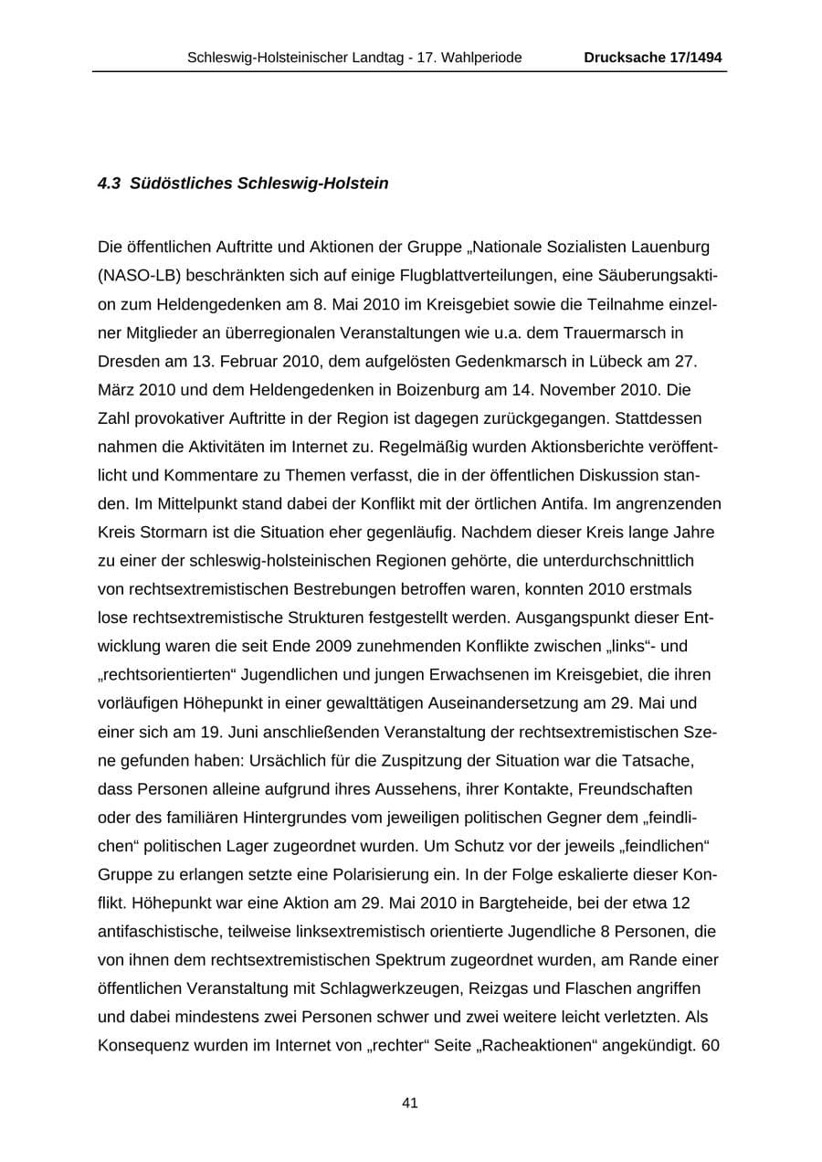 Seite 41 des Verfassungsschutzbericht 2010 Schleswig-Holstein