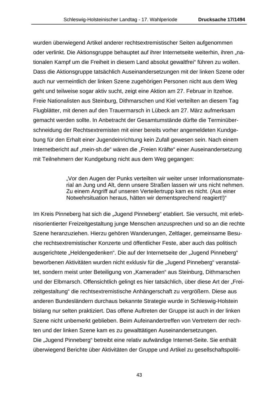 Seite 43 des Verfassungsschutzbericht 2010 Schleswig-Holstein