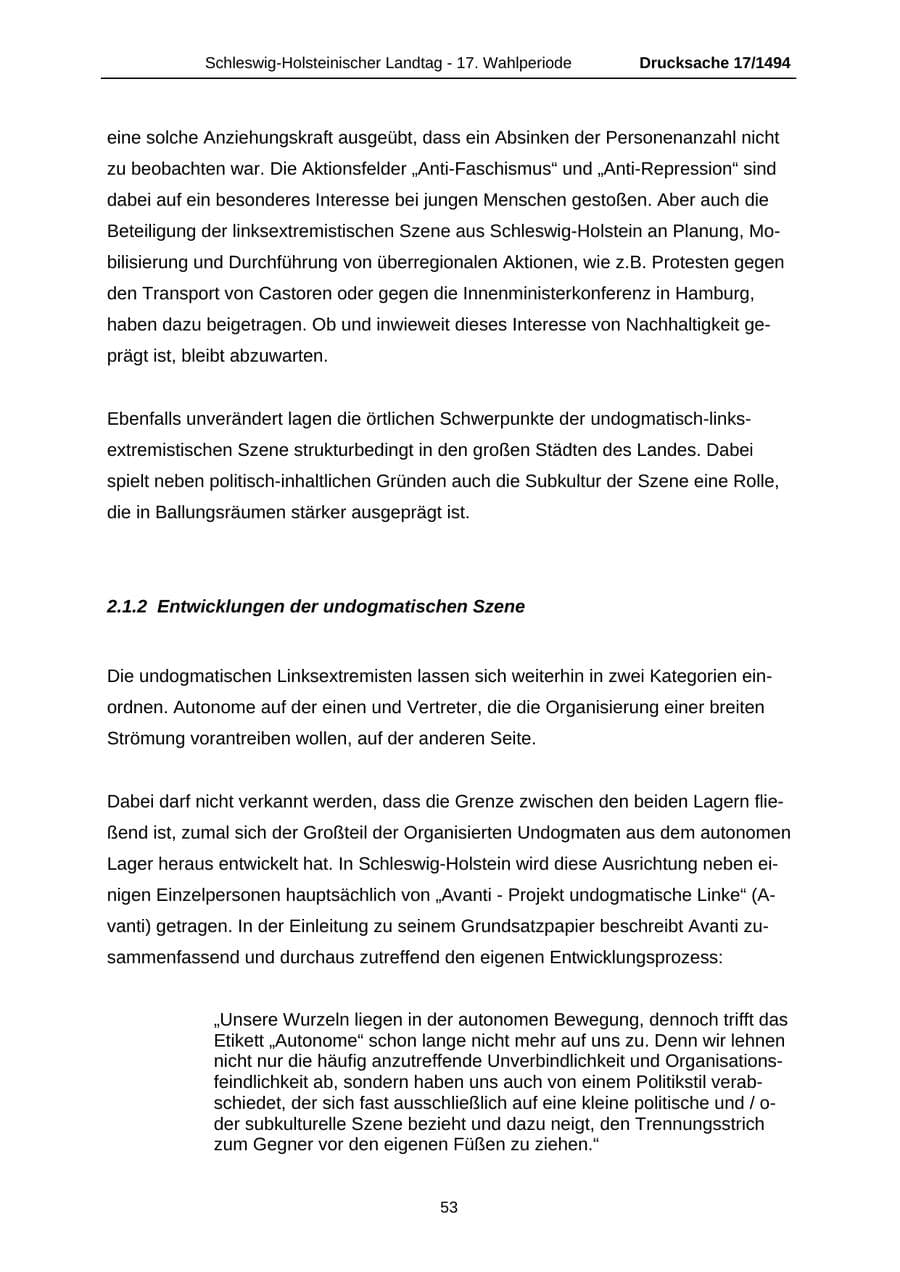 Seite 53 des Verfassungsschutzbericht 2010 Schleswig-Holstein