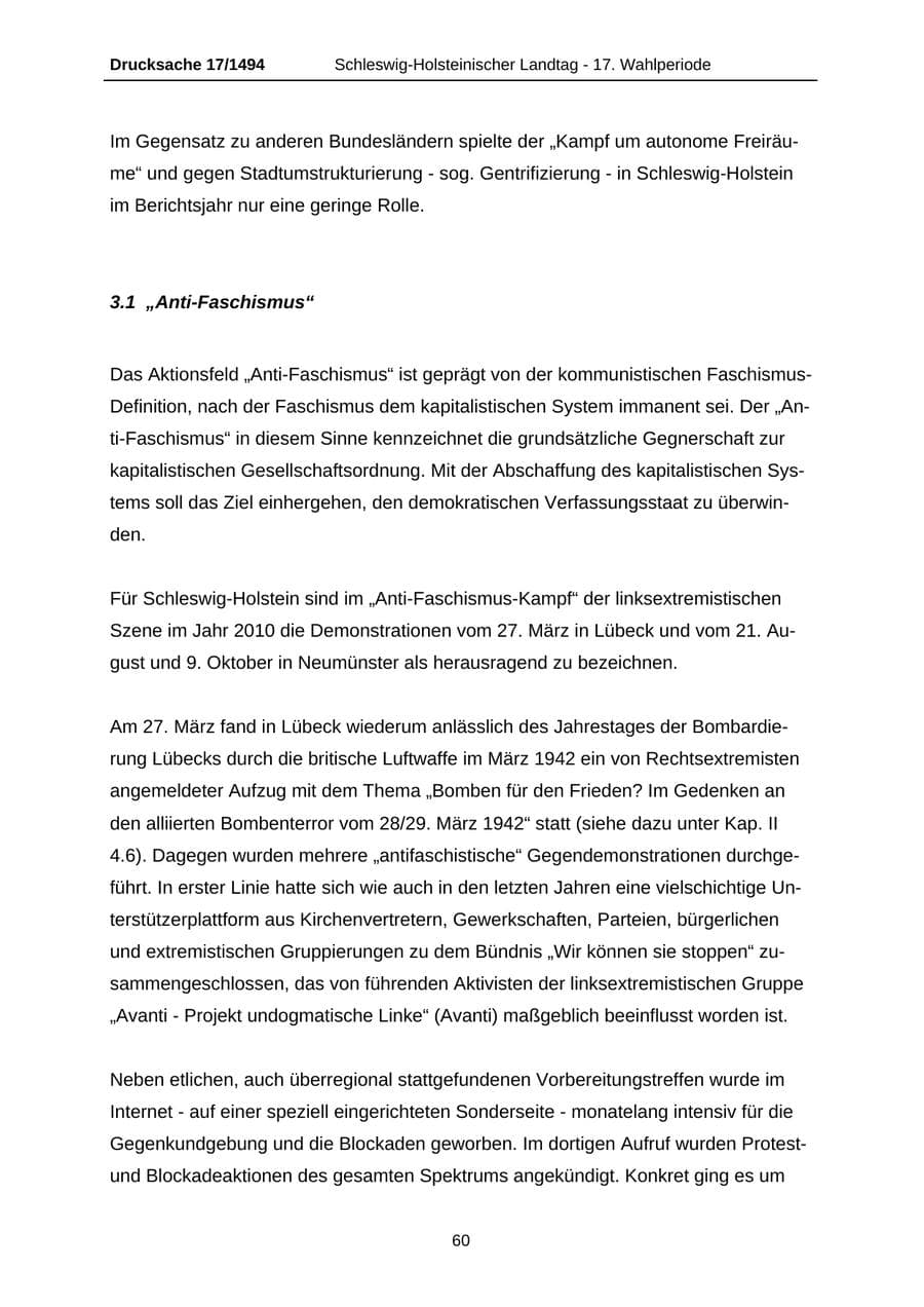 Seite 60 des Verfassungsschutzbericht 2010 Schleswig-Holstein