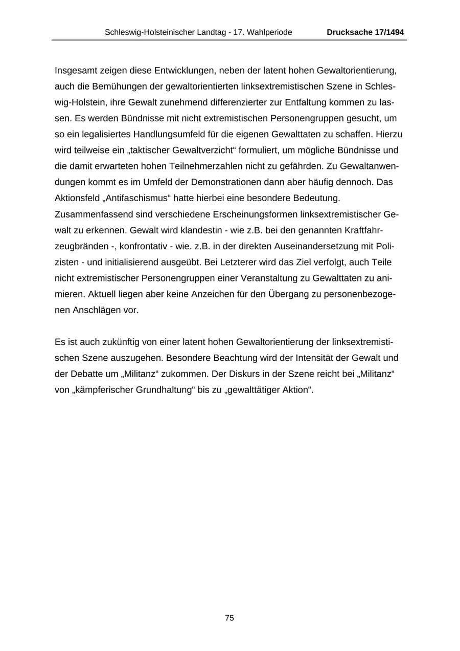 Seite 75 des Verfassungsschutzbericht 2010 Schleswig-Holstein