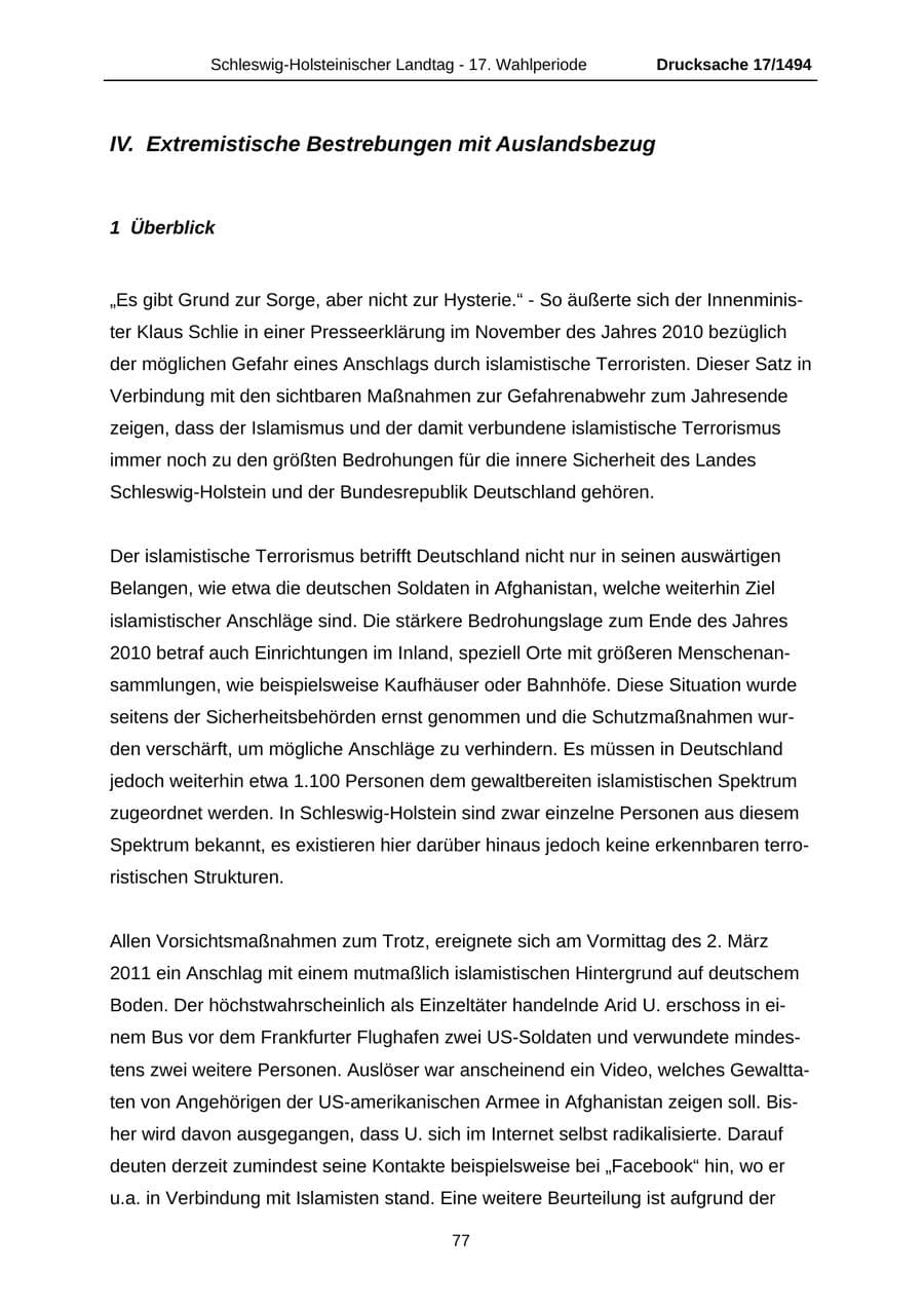 Seite 77 des Verfassungsschutzbericht 2010 Schleswig-Holstein