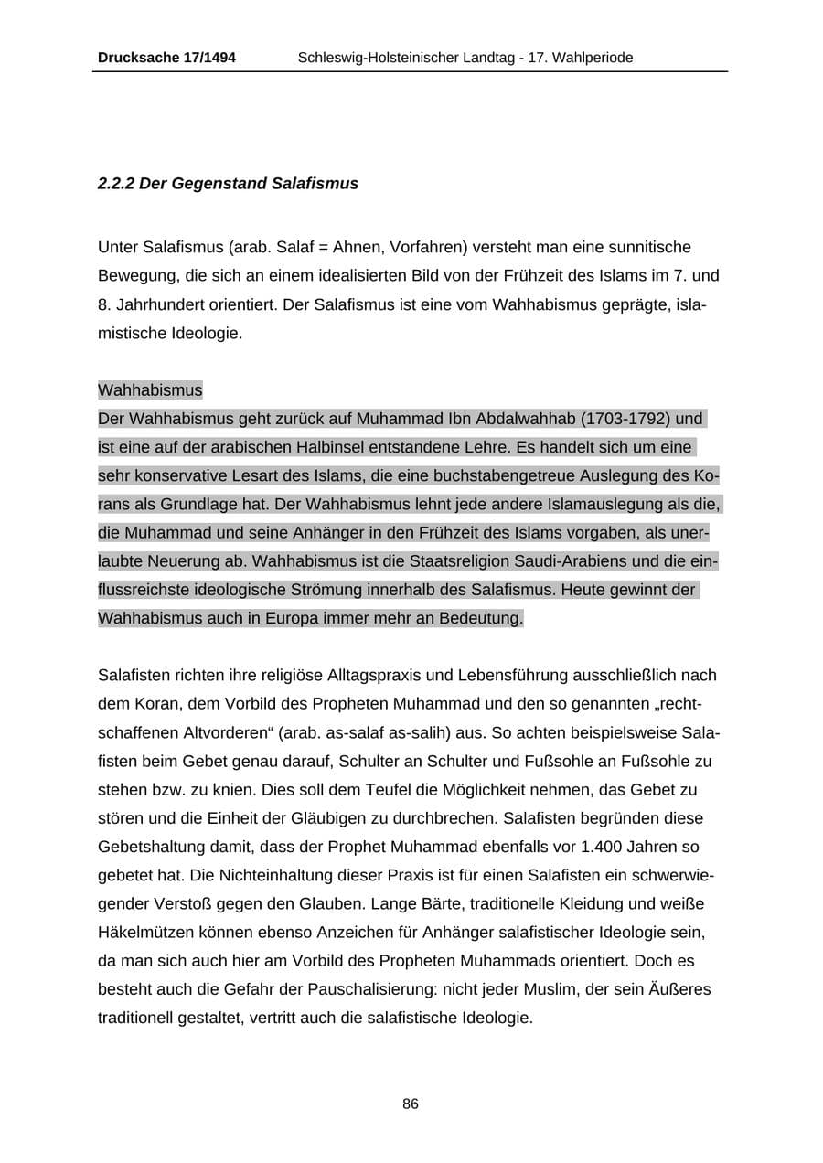 Seite 86 des Verfassungsschutzbericht 2010 Schleswig-Holstein