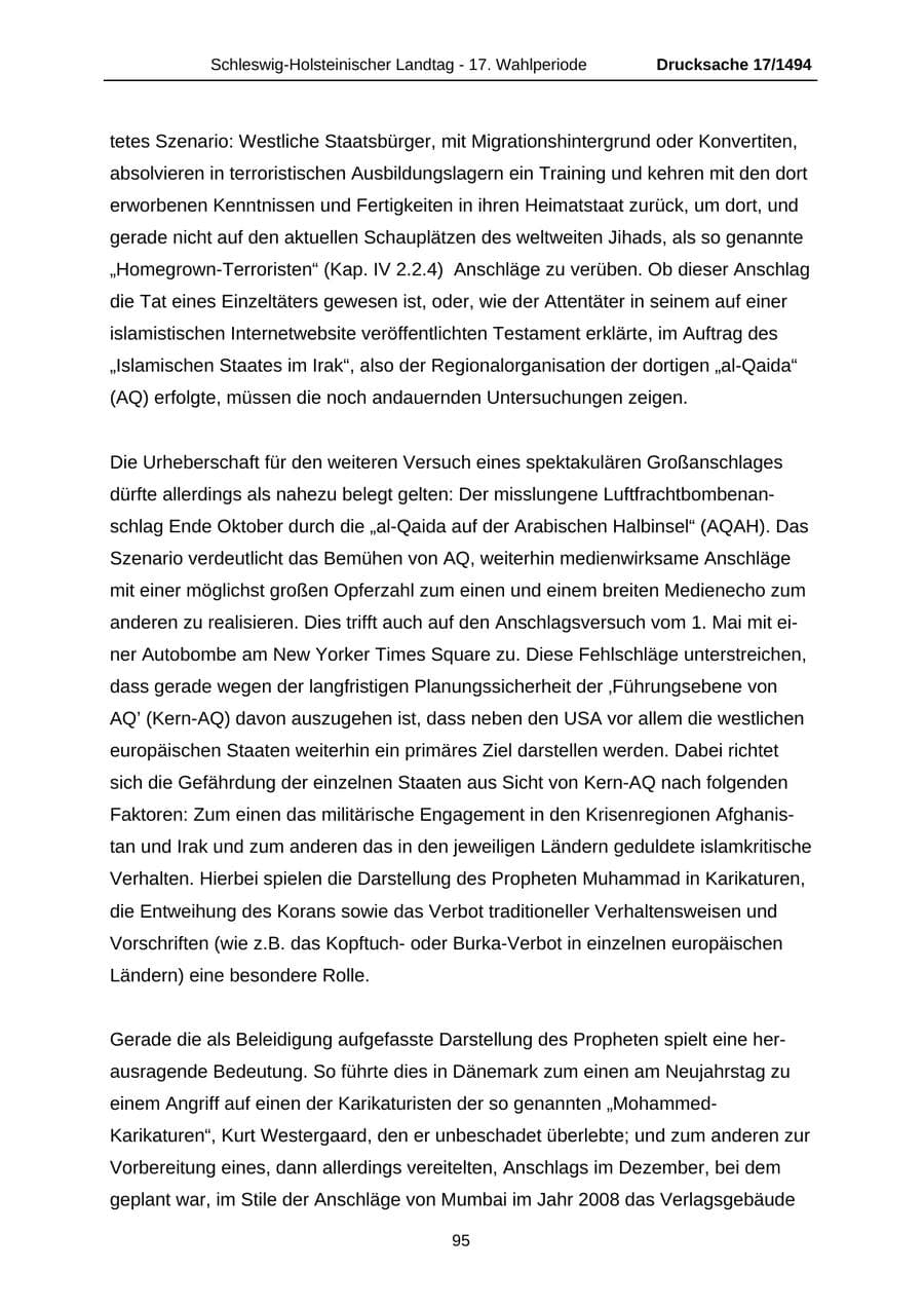 Seite 95 des Verfassungsschutzbericht 2010 Schleswig-Holstein