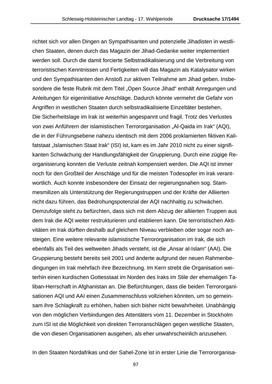 Seite 97 des Verfassungsschutzbericht 2010 Schleswig-Holstein