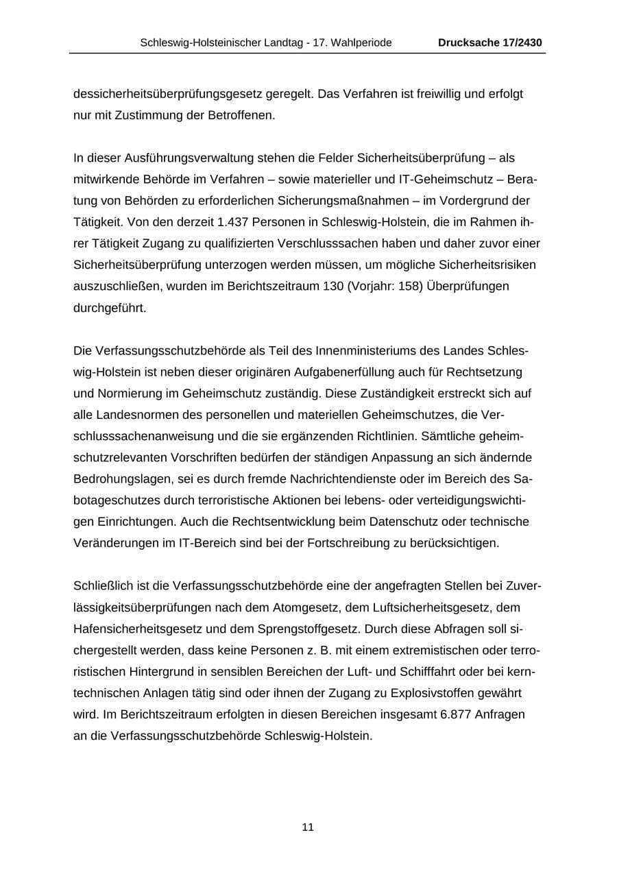 Seite 11 des Verfassungsschutzbericht 2011 Schleswig-Holstein