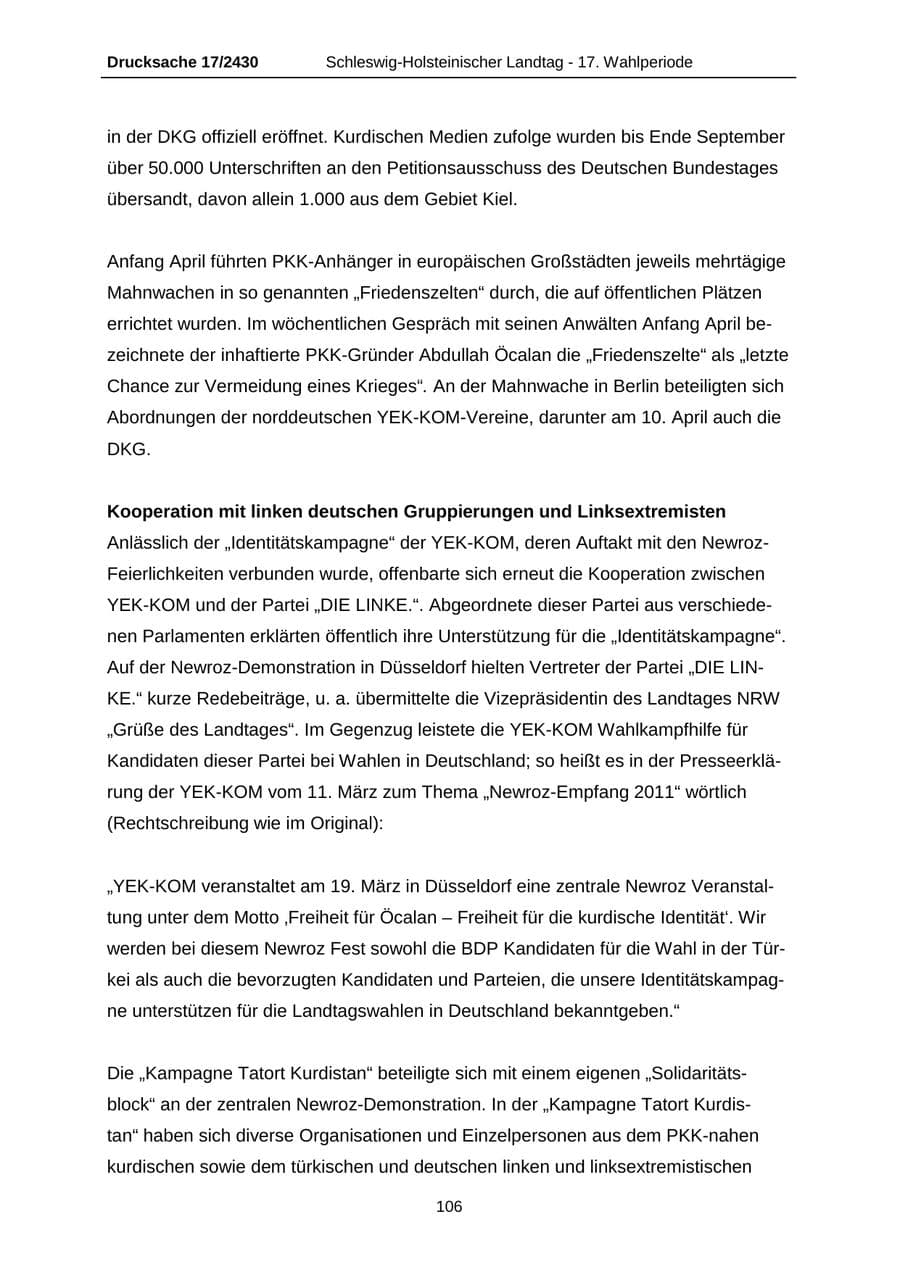 Seite 106 des Verfassungsschutzbericht 2011 Schleswig-Holstein