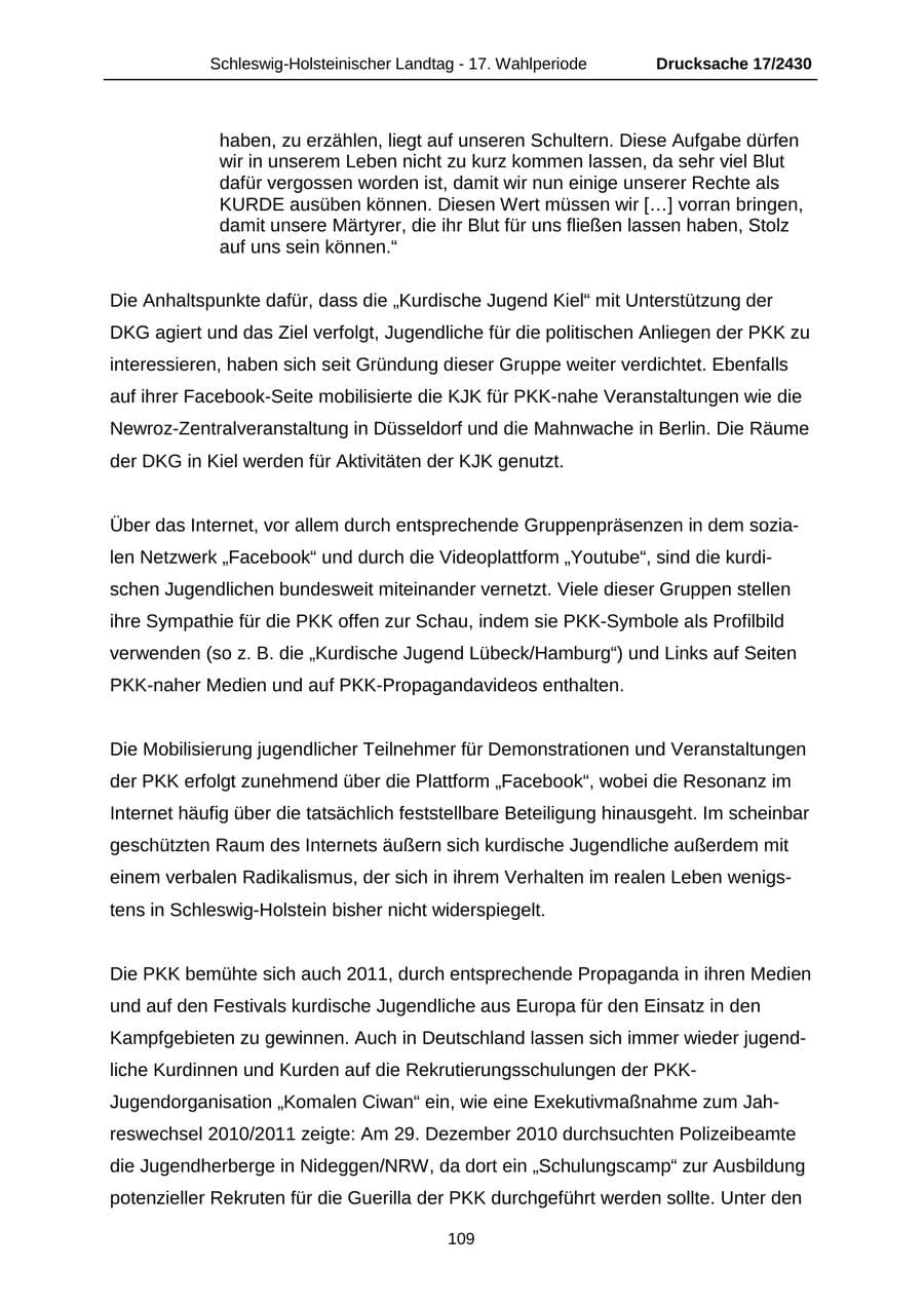 Seite 109 des Verfassungsschutzbericht 2011 Schleswig-Holstein