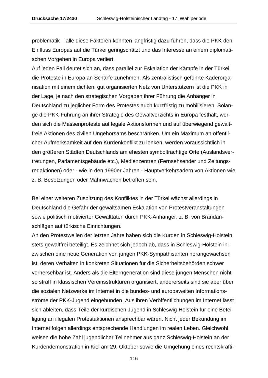 Seite 116 des Verfassungsschutzbericht 2011 Schleswig-Holstein