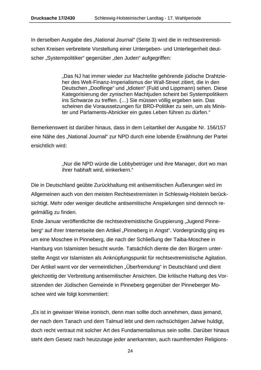 Seite 24 des Verfassungsschutzbericht 2011 Schleswig-Holstein