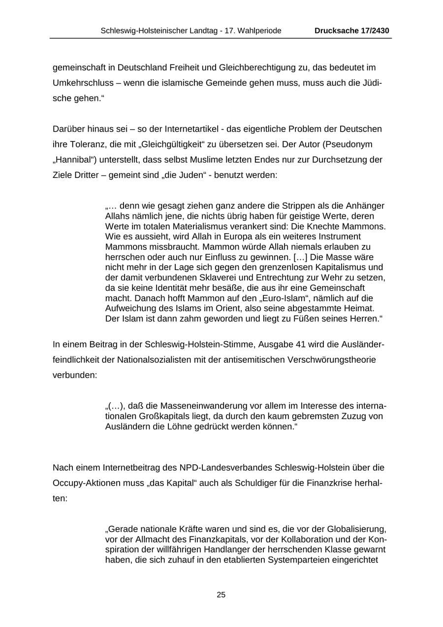 Seite 25 des Verfassungsschutzbericht 2011 Schleswig-Holstein
