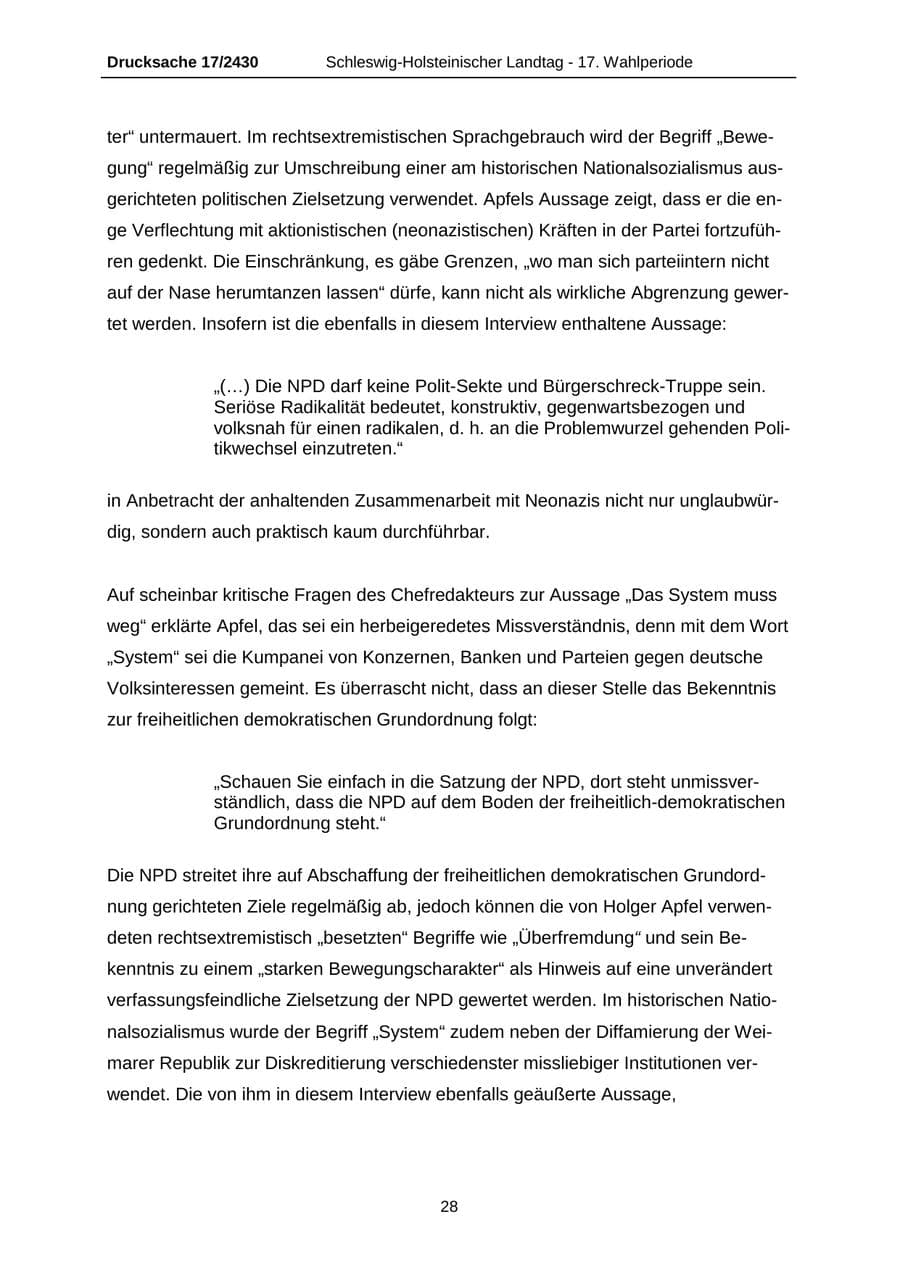 Seite 28 des Verfassungsschutzbericht 2011 Schleswig-Holstein