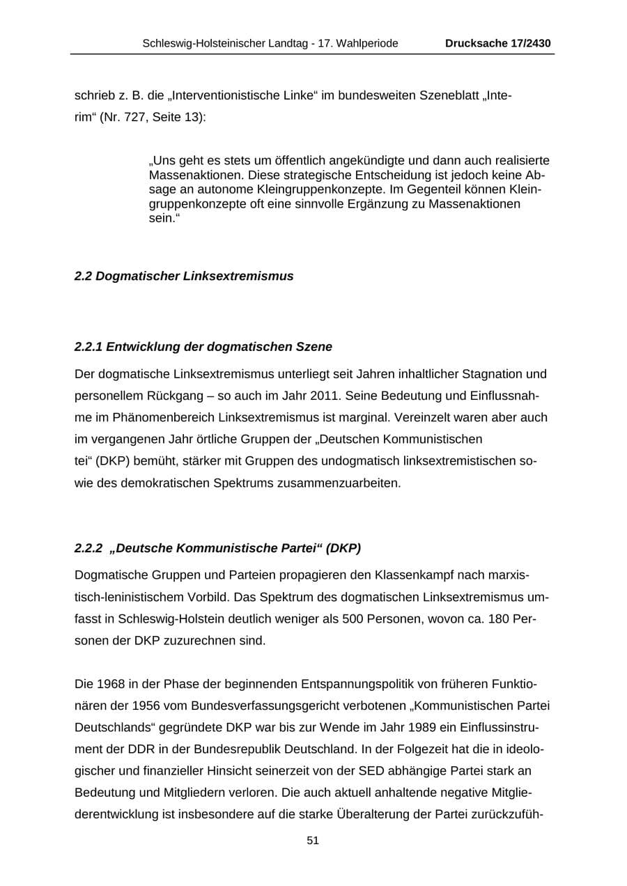 Seite 51 des Verfassungsschutzbericht 2011 Schleswig-Holstein