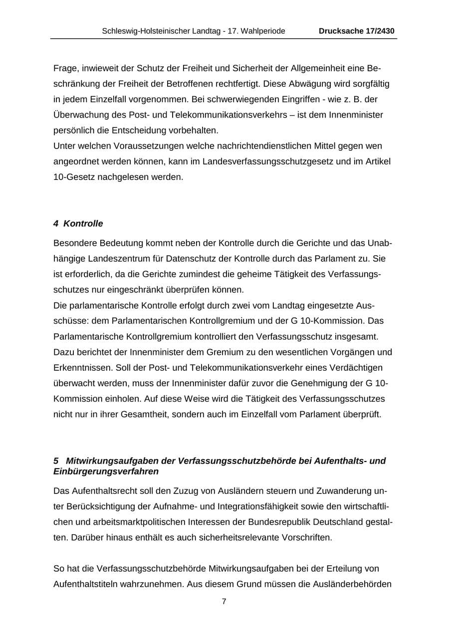 Seite 7 des Verfassungsschutzbericht 2011 Schleswig-Holstein