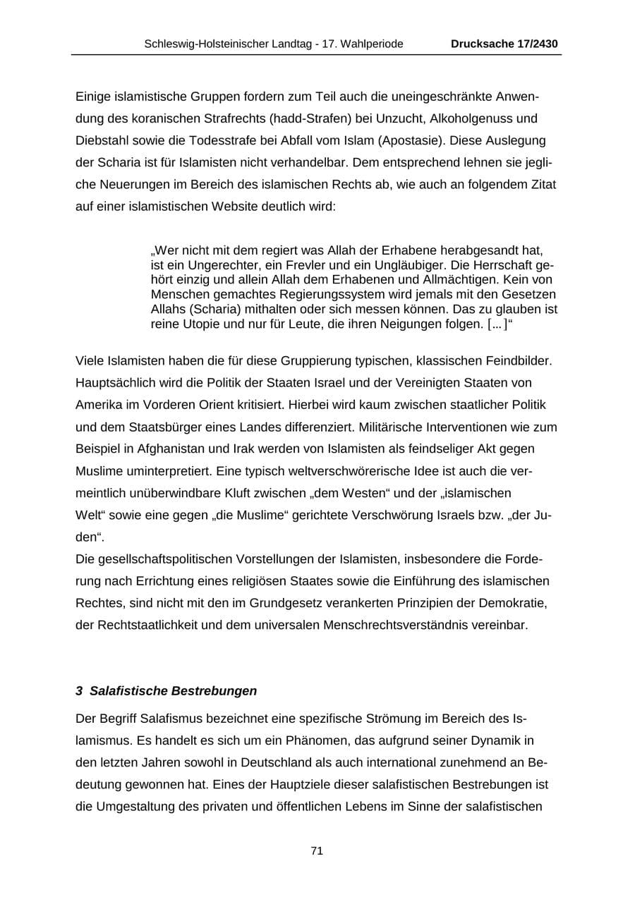 Seite 71 des Verfassungsschutzbericht 2011 Schleswig-Holstein