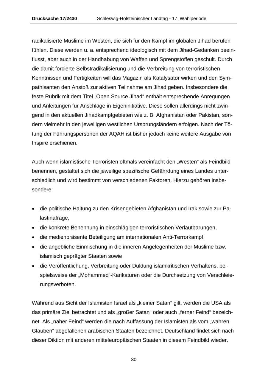 Seite 80 des Verfassungsschutzbericht 2011 Schleswig-Holstein