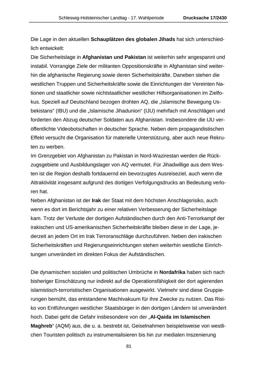 Seite 81 des Verfassungsschutzbericht 2011 Schleswig-Holstein