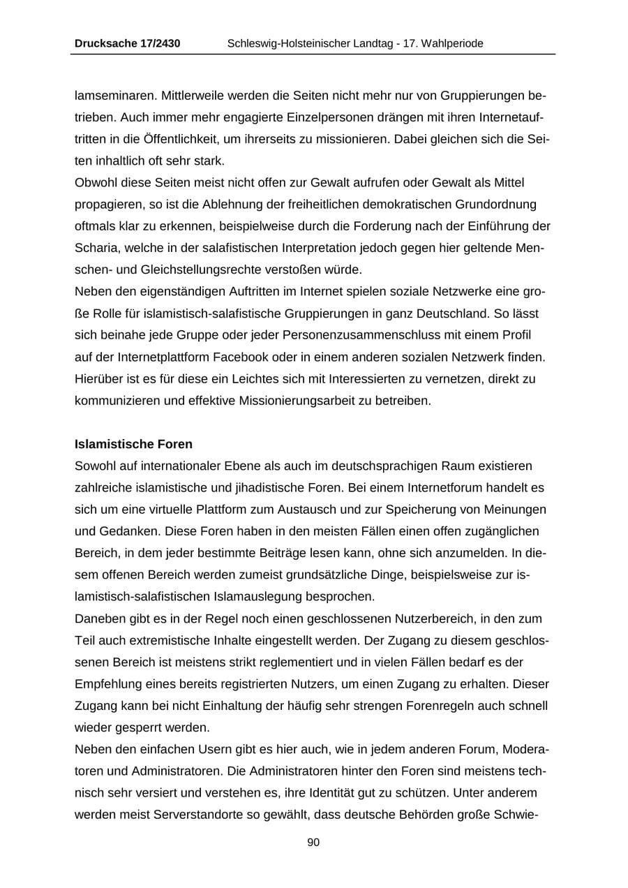 Seite 90 des Verfassungsschutzbericht 2011 Schleswig-Holstein