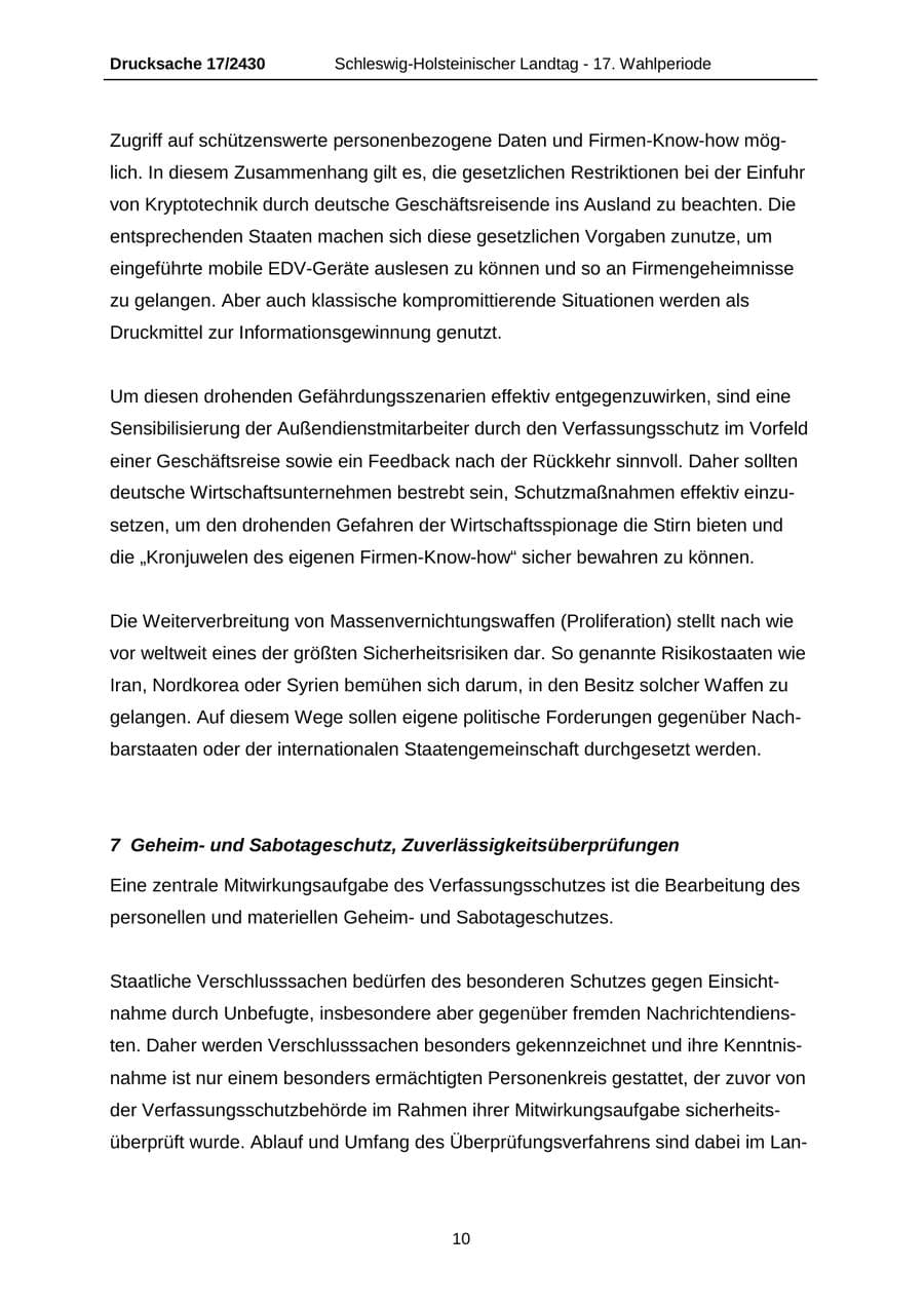Seite 10 des Verfassungsschutzbericht 2011 Schleswig-Holstein